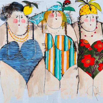 Painting Simone Josette Anais by Colombo Cécile | Painting Naive art Acrylic, Gluing, Ink, Pastel, Watercolor Life style, Portrait