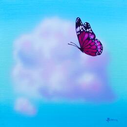 Painting The Cloud Holds Its Breath by Bisoux Morgan | Painting Figurative Oil Animals, Minimalist, Nature, Pop icons