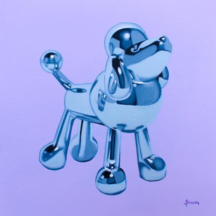 Peinture Chrome Pup par Bisoux Morgan | Tableau Figuratif Huile Animaux, Icones Pop, Noir & blanc