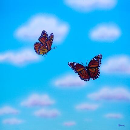 Painting Whispers in the sky by Bisoux Morgan | Painting Figurative Oil Animals, Minimalist, Nature