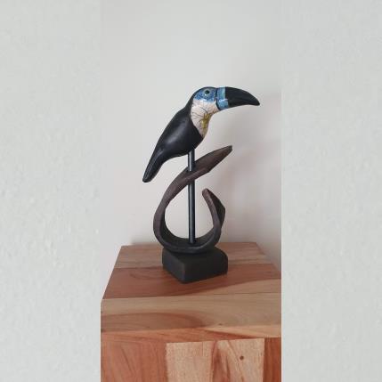 Sculpture Toucan Stylisé par Escoffier Odile | Sculpture Figuratif Raku Animaux