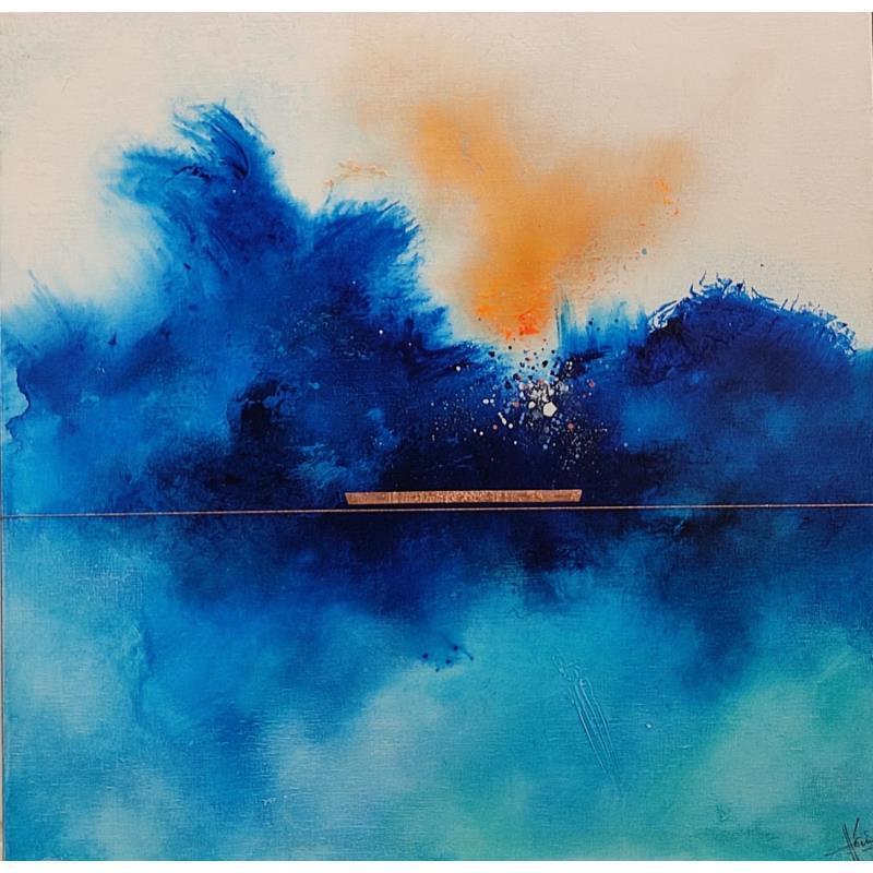 Pintura Abstraction 3413 por Hévin Christian | Pintura Abstracto Minimalista Metal Aceite Acrílico Pastel