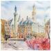 Gemälde Le charme enchantée de la Grand'Place fleurie von Bailly Kévin  | Gemälde Figurativ Urban Architektur Aquarell Tinte