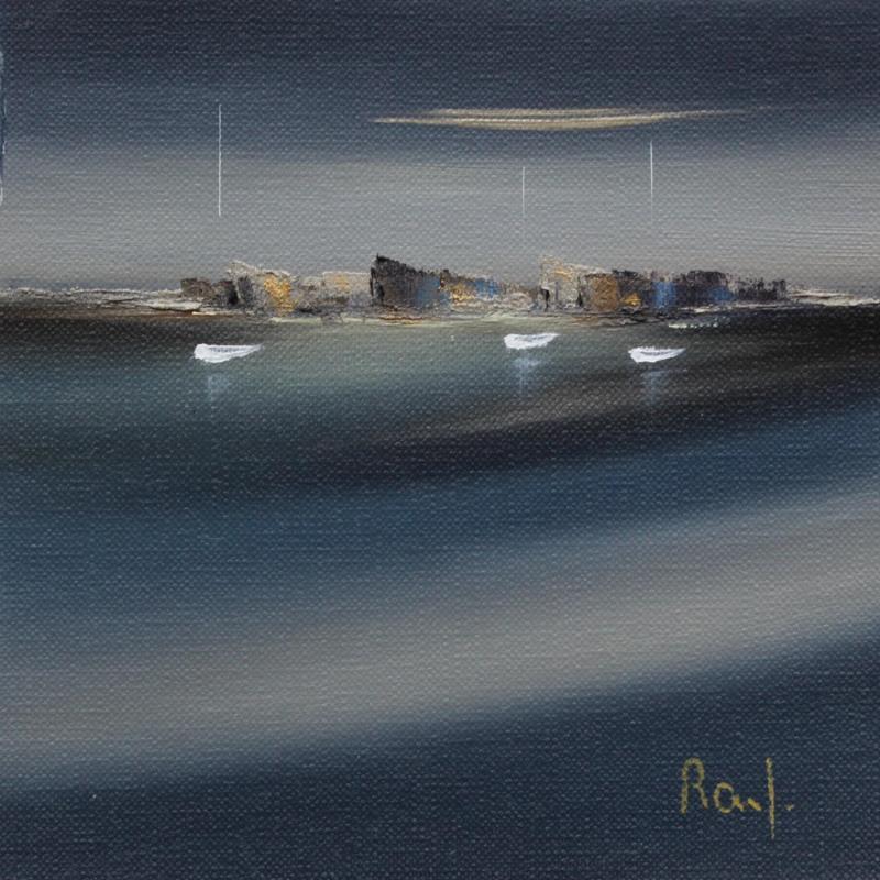 Peinture Impression marine 75 par Roussel Marie-Ange et Fanny | Tableau Figuratif Marine Minimaliste Huile