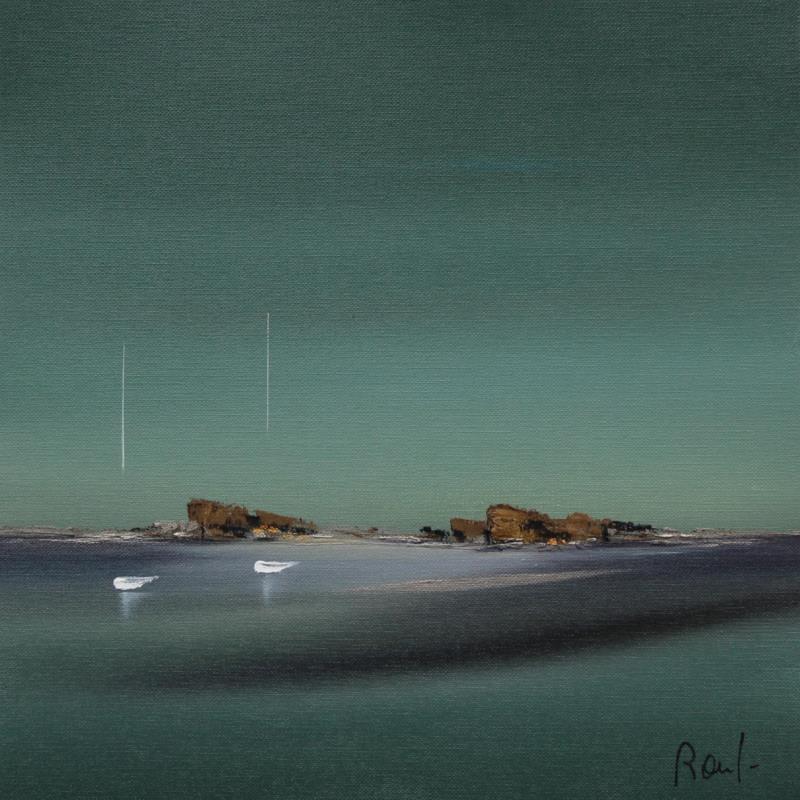 Peinture Impression marine 75 par Roussel Marie-Ange et Fanny | Tableau Figuratif Marine Minimaliste Huile