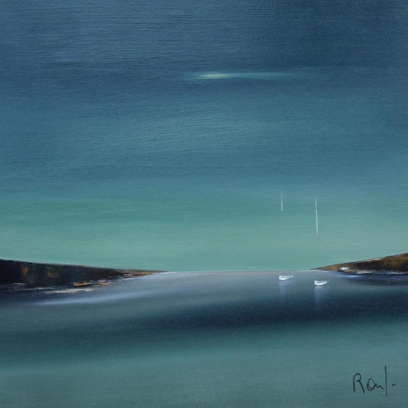 Painting Ambiance marine 75 by Roussel Marie-Ange et Fanny | Painting Figurative Marine Minimalist Oil