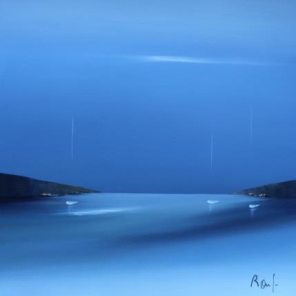 Painting Invitation à la sérénité 75 by Roussel Marie-Ange et Fanny | Painting Figurative Oil Marine, Minimalist