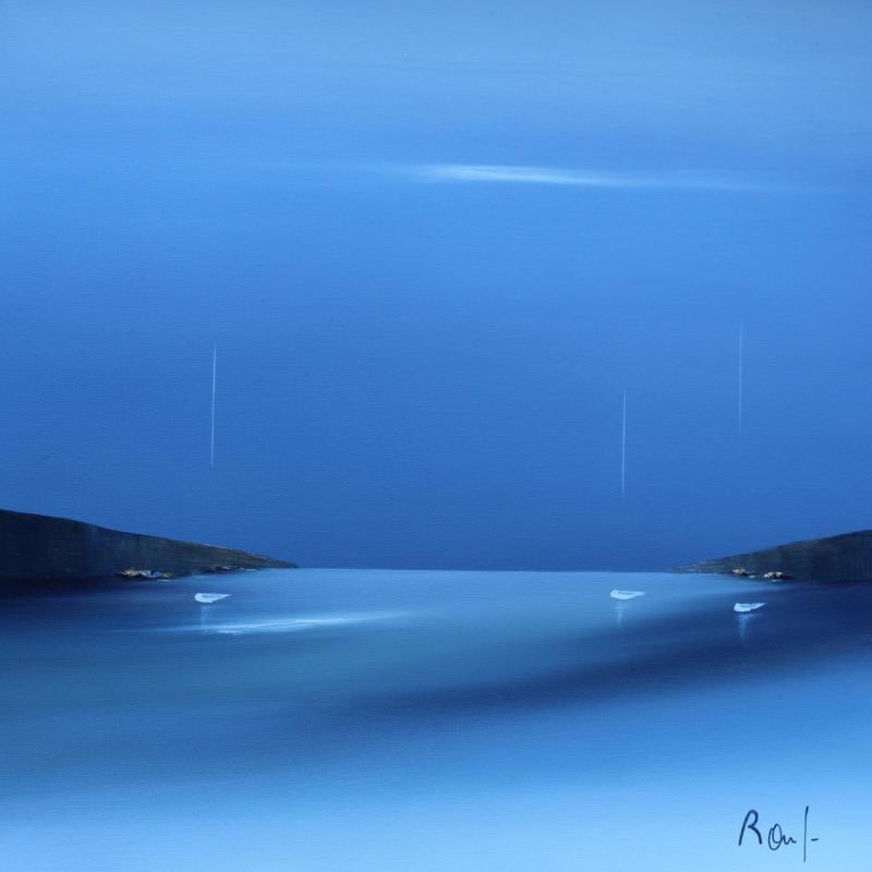 Painting Invitation à la sérénité 75 by Roussel Marie-Ange et Fanny | Painting Figurative Marine Minimalist Oil