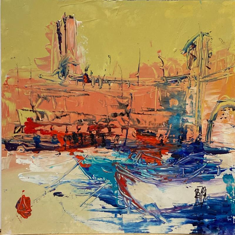 Peinture Au port par Raffin Christian | Tableau Figuratif Marine Huile