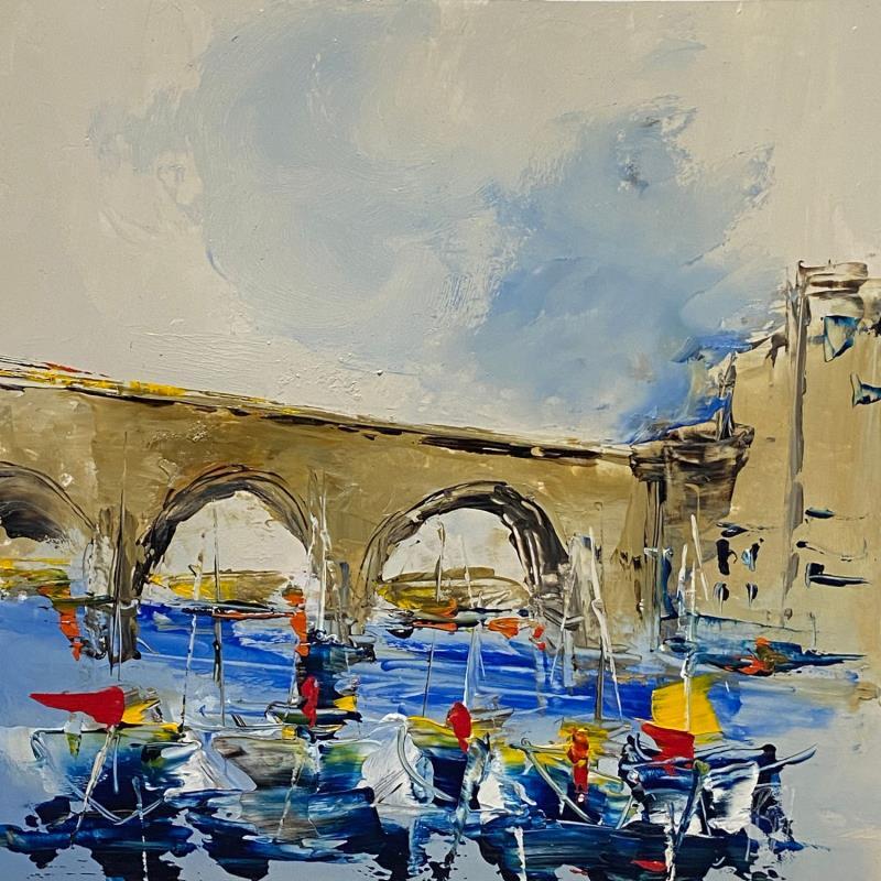 Painting Le pont en pierre by Raffin Christian | Painting Figurative Marine Oil