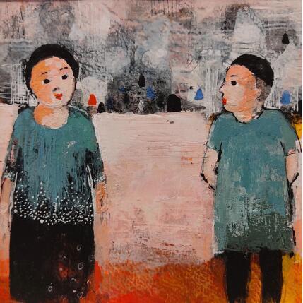 Peinture ST M7 par Abiy | Tableau Figuratif Collage, Huile Enfant, Scènes de vie