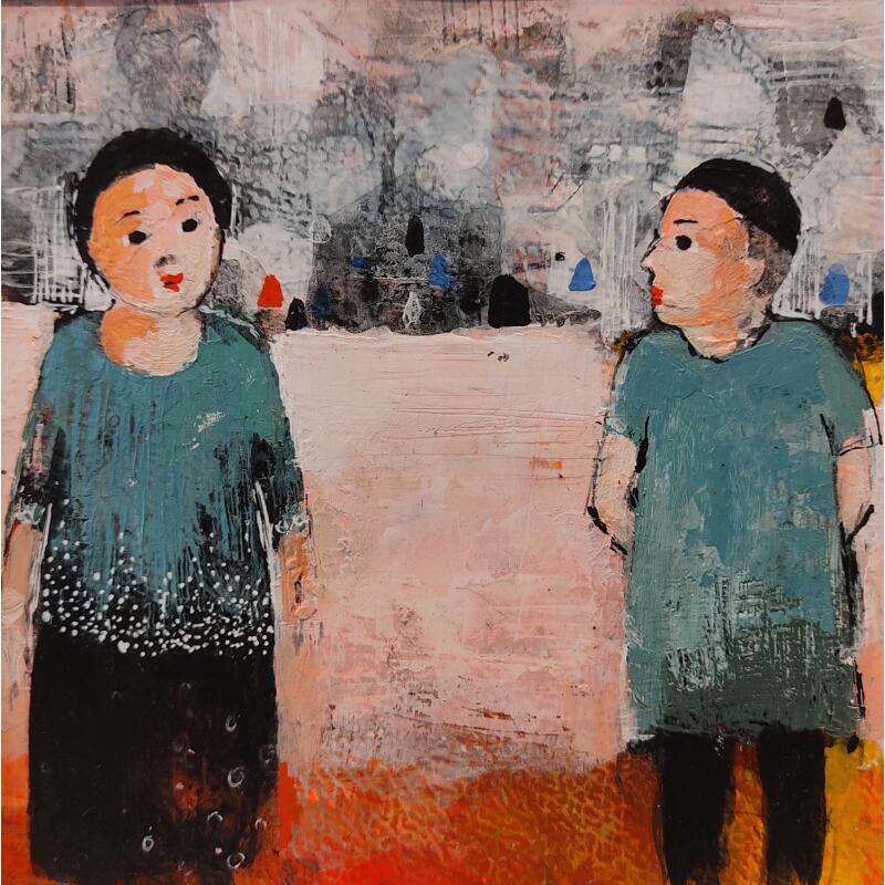 Peinture ST M7 par Abiy | Tableau Figuratif Scènes de vie Enfant Huile Collage