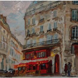 Peinture Dans les rues de Paris par Novokhatska Olga | Tableau Figuratif Acrylique, Huile Urbain