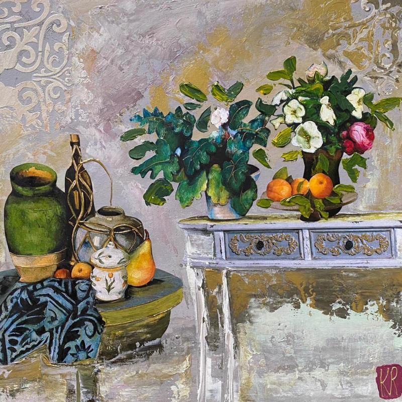 Peinture Le bel été par Romanelli Karine | Tableau Figuratif Acrylique Collage Posca Pastel Feuille d'or Papier