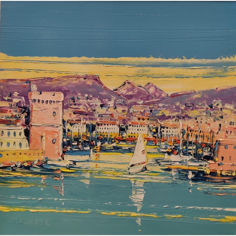 Pintura Un dimanche à Marseille por Corbière Liisa | Pintura Figurativo Paisajes Aceite