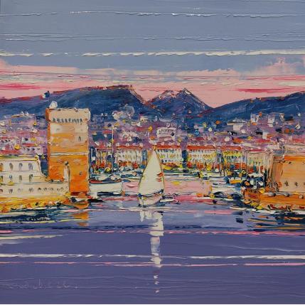 Peinture Journée rose à Marseille par Corbière Liisa | Tableau Figuratif Huile Marine, Paysages