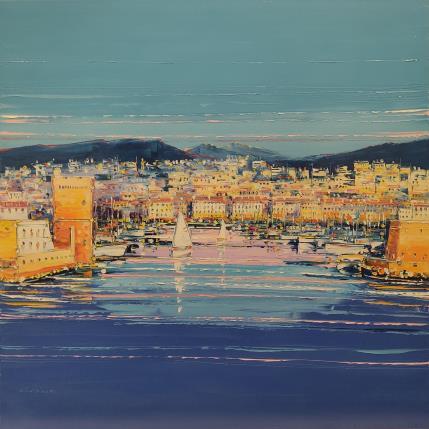 Peinture Voiles sur l'eau,  Vieux Port par Corbière Liisa | Tableau Figuratif Huile Paysages