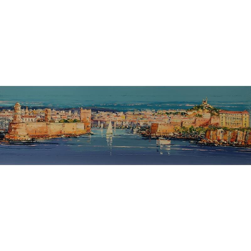 Pintura Belle journée à Marseille por Corbière Liisa | Pintura Figurativo Paisajes Aceite