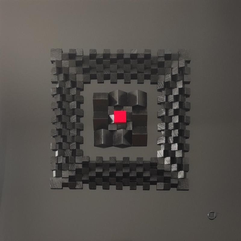 Gemälde Towada von Bauquel Véronique | Gemälde Abstrakt Minimalistisch Holz Acryl Collage Lack