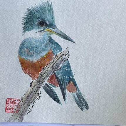 Peinture Kingfisher par Yu Huan Huan | Tableau Figuratif Aquarelle, Encre