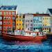 Gemälde Nyhavn  von Ion Manolachi | Gemälde Figurativ Urban Architektur Acryl