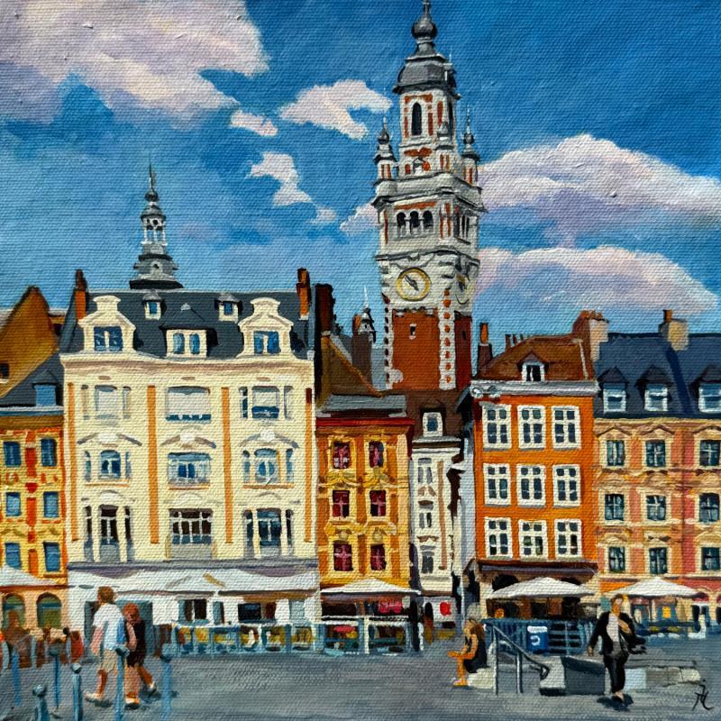 Painting Place d Général de Gaulle  by Ion Manolachi | Painting Figurative Urban Life style Architecture Acrylic