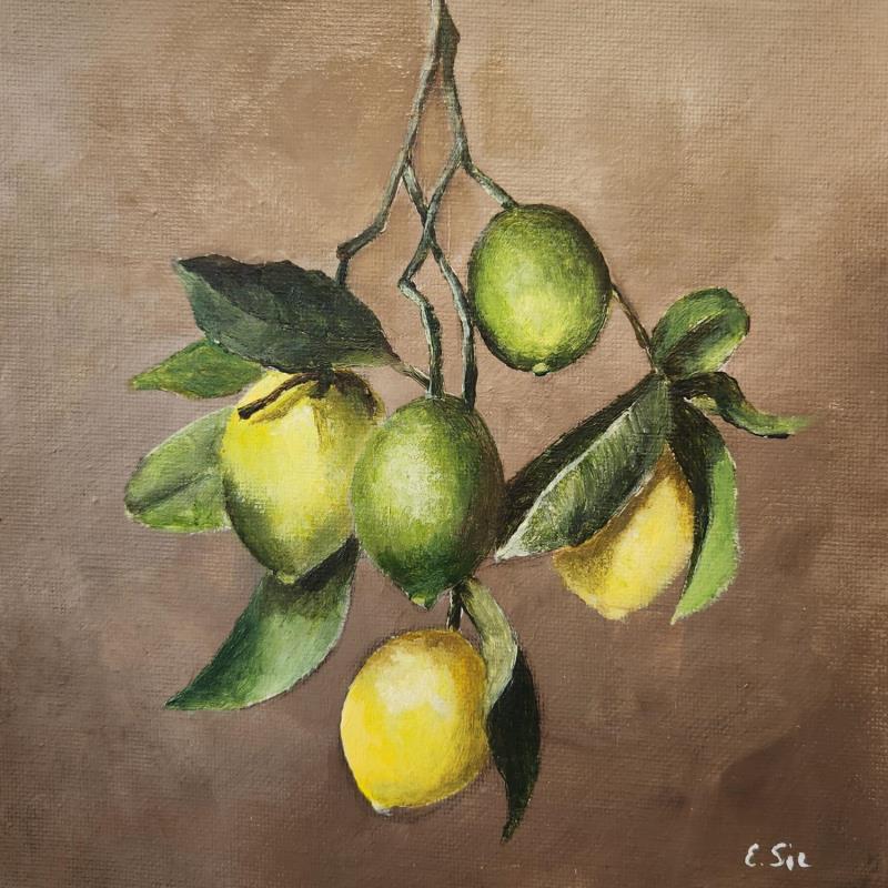 Pintura Citrons verts et jaunes por Sie Evelyne | Pintura Figurativo Naturalezas muertas Acrílico
