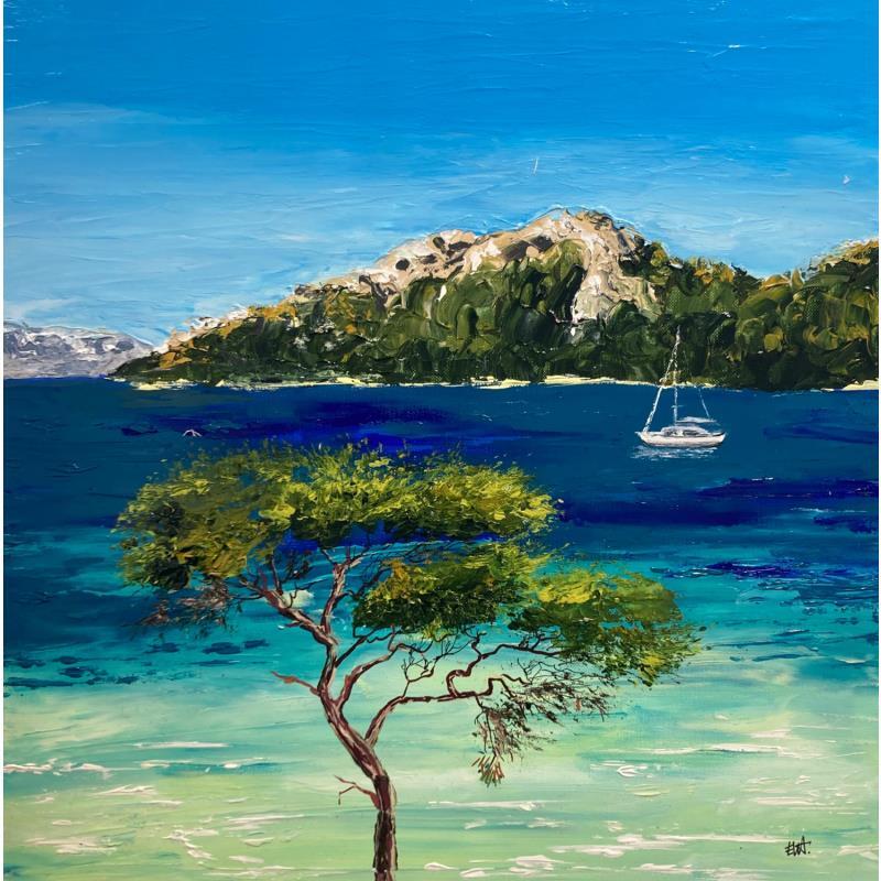 Painting Beauté des îles d'or by Rey Ewa | Painting Figurative Landscapes Acrylic