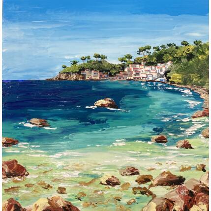 Painting Rêverie sur la côte d'Azur, Anse Méjean by Rey Ewa | Painting Figurative Acrylic Landscapes