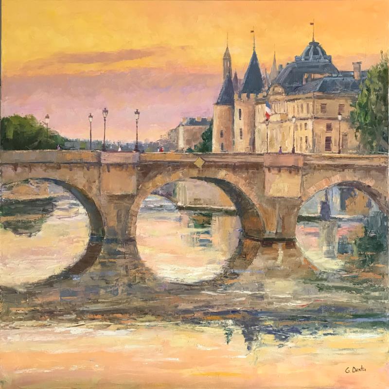Painting Le Pont Neuf en crépuscule  by Dontu Grigore | Painting Figurative Urban Oil