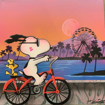 Painting Snoopy Good time by Lemoine Mael | Painting Pop-art Acrylic, Graffiti Pop icons