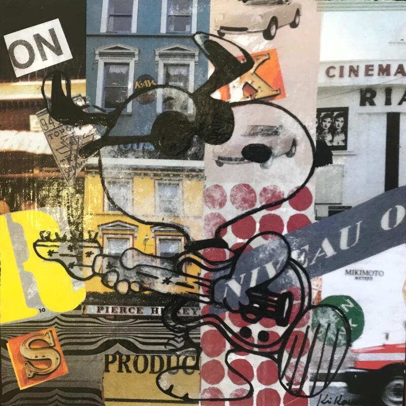 Painting Snoopy rock by Kikayou | Painting Pop-art Pop icons Graffiti Acrylic Gluing