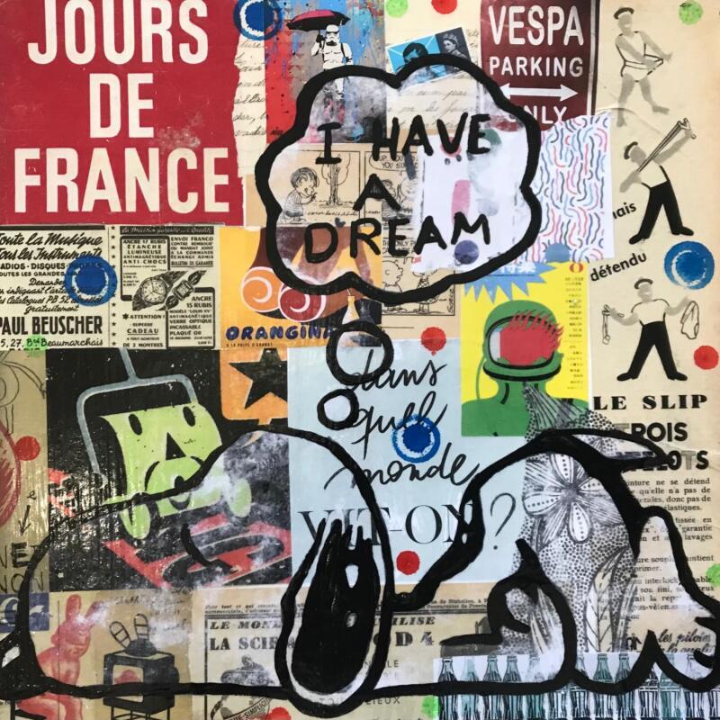 Peinture I have a dream par Kikayou | Tableau Pop-art Icones Pop Graffiti Acrylique Collage