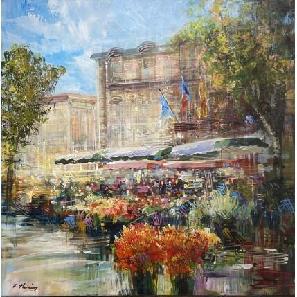 Peinture Aix , marché à la Mairie par Frédéric Thiery | Tableau Figuratif Acrylique Scènes de vie