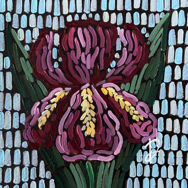 Gemälde Iris bordeaux von Dmitrieva Daria | Gemälde Impressionismus Natur Acryl