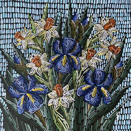 Peinture Iris&narcisses par Dmitrieva Daria | Tableau Impressionnisme Acrylique Nature