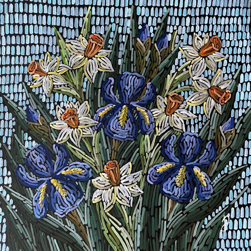 Peinture Iris&narcisses par Dmitrieva Daria | Tableau Impressionnisme Nature Acrylique