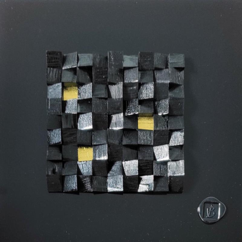 Peinture Dili par Bauquel Véronique | Tableau Abstrait Minimaliste Bois Métal Acrylique Collage