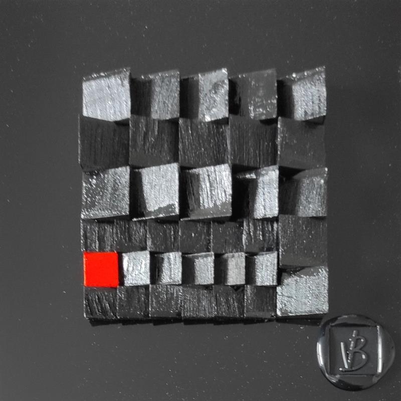 Peinture Lulea par Bauquel Véronique | Tableau Abstrait Minimaliste Bois Acrylique Collage