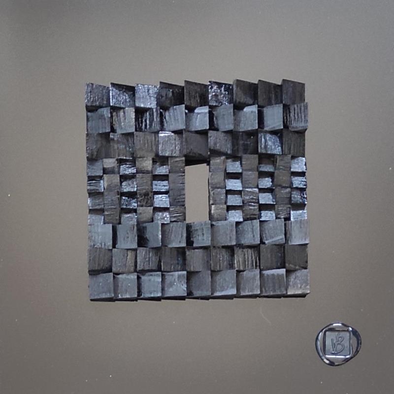 Peinture Kuyshu par Bauquel Véronique | Tableau Abstrait Minimaliste Bois Acrylique Collage