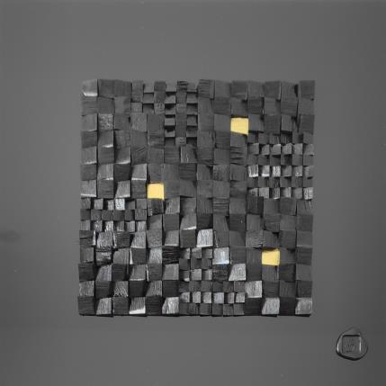 Peinture Ispahan par Bauquel Véronique | Tableau Abstrait Acrylique, Bois, Collage, Feuille d'or Minimaliste