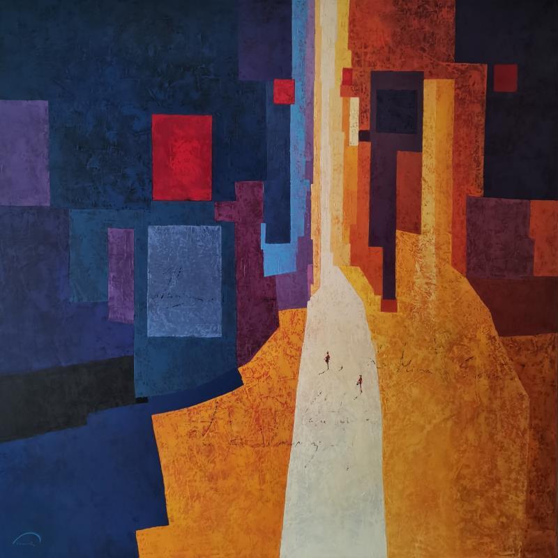 Peinture J'ai erais te voir par Tomàs | Tableau Abstrait Société Urbain Scènes de vie Huile