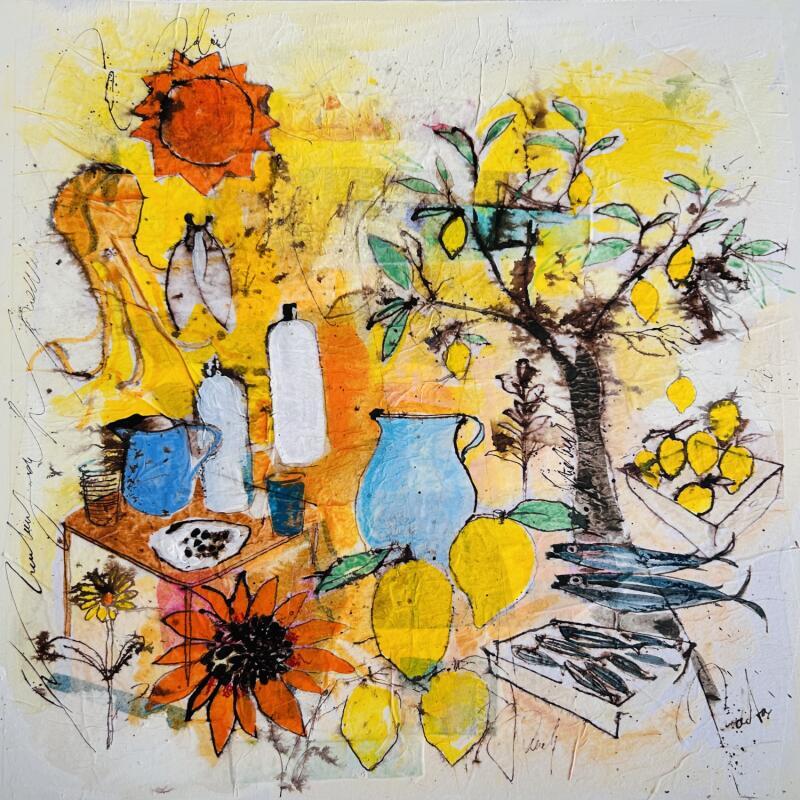 Peinture English yellow par Colombo Cécile | Tableau Art naïf Paysages Nature Scènes de vie Aquarelle Acrylique Collage Encre Pastel