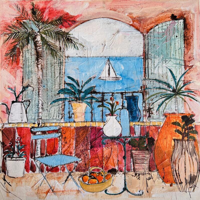 Painting Terra by Colombo Cécile | Painting Naive art Landscapes Nature Life style Watercolor Acrylic Gluing Ink Pastel