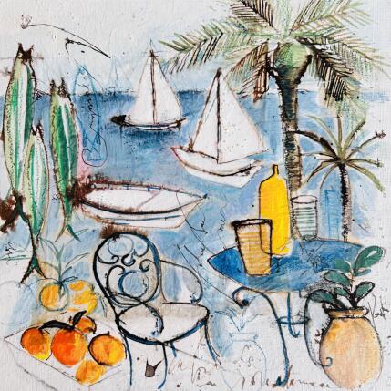 Peinture Alentours méditerranéens par Colombo Cécile | Tableau Art naïf Acrylique, Aquarelle, Collage, Encre, Pastel Nature, Paysages, Scènes de vie