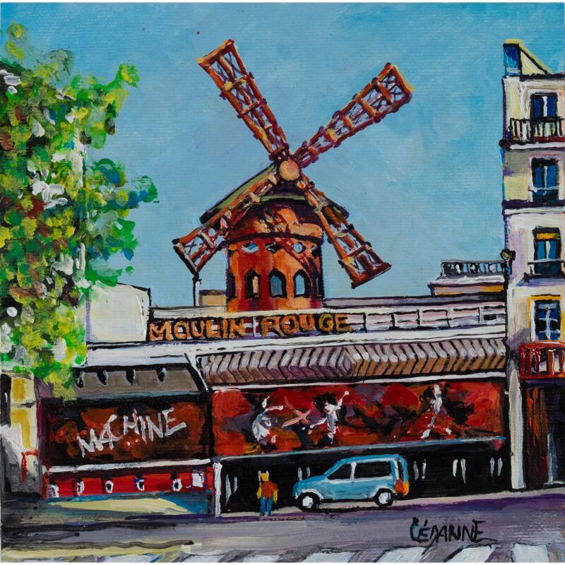 Peinture Paris, le Moulin Rouge par Cédanne | Tableau Figuratif Paysages Urbain Architecture Huile Acrylique