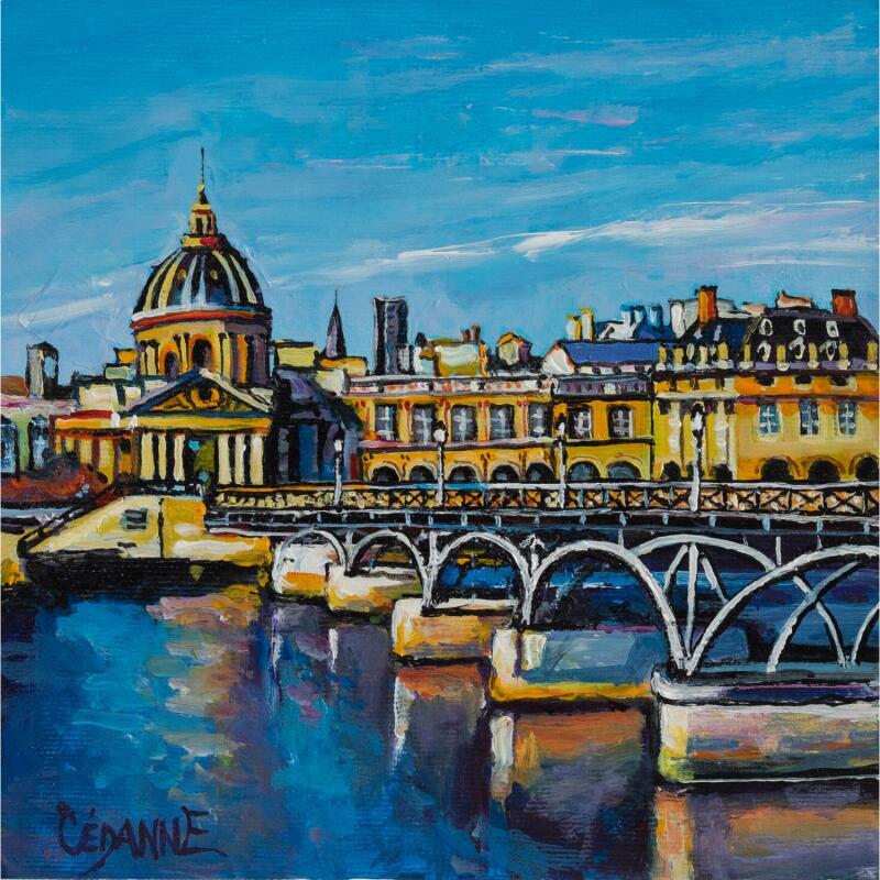 Gemälde Paris, le Pont des Arts et l'Institut de France von Cédanne | Gemälde Figurativ Landschaften Urban Architektur Öl Acryl