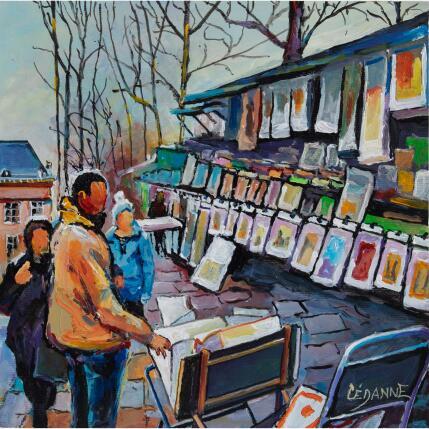 Peinture Un passage chez les bouquinistes par Cédanne | Tableau Figuratif Acrylique, Huile Paysages, Scènes de vie, Urbain