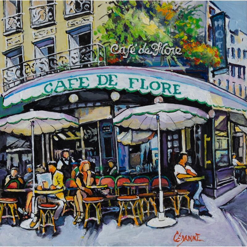 Peinture Un arrêt au Café de Flore par Cédanne | Tableau Figuratif Paysages Urbain Scènes de vie Huile Acrylique