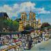 Pintura Notre-Dame et les bouquinistes por Cédanne | Pintura Figurativo Paisajes Urbano Life style Aceite Acrílico